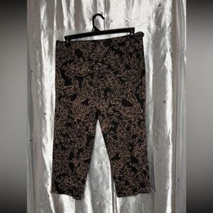 Chaps Black and Tan Floral Pants